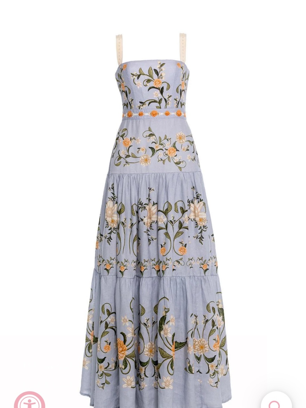 Light Blue Floral Embroidered Maxi Dress - Picture 4 of 16